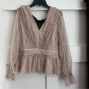 NWT Loft (6P) Dotted Velvet Tie Back Blouse